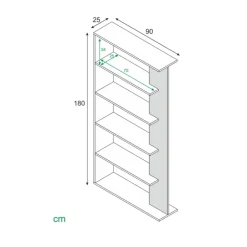 Libreria 90x180h cm moderna bianco opaco rovere Elira