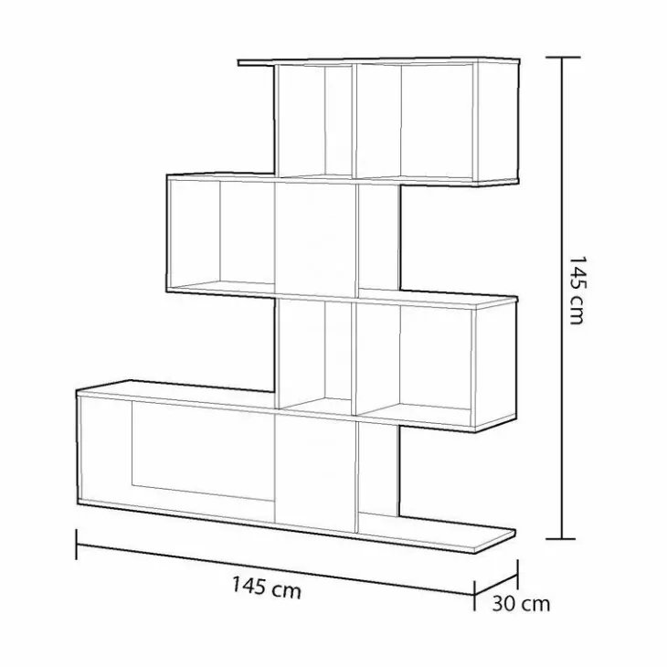 Libreria 145x145h cm moderna bianco opaco cemento Snake