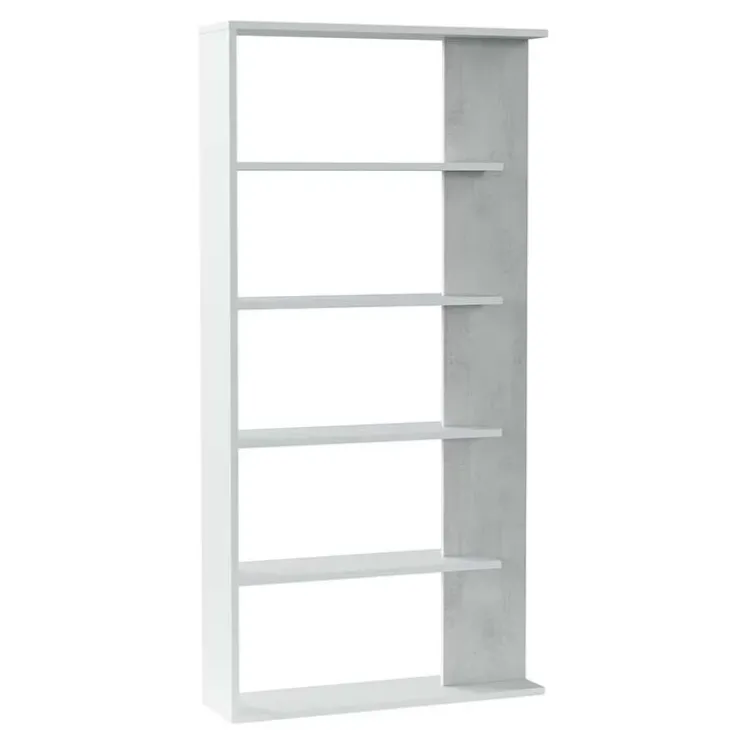 Libreria 90x180h cm moderna bianco opaco cemento Elira