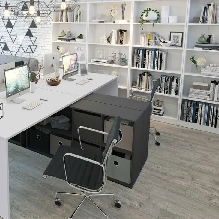 Libreria 80x201h cm moderna soggiorno bianco opaco Allan