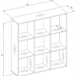Libreria 111x111h cm 6 vani a giorno 3 ante bianco Giove