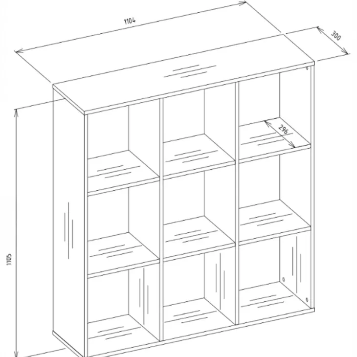 Libreria 111x111h cm 6 vani a giorno 3 ante bianco Giove