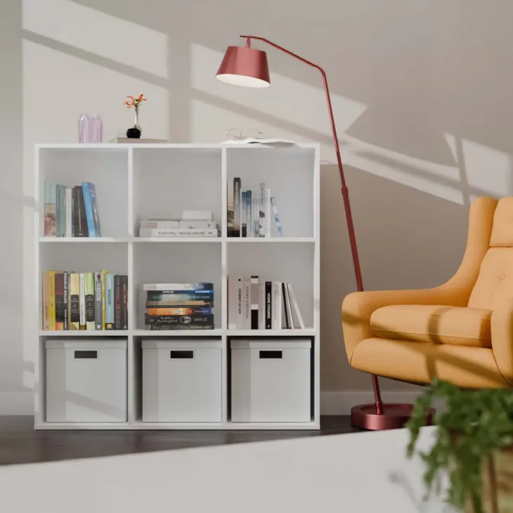 Libreria 111x111h cm 9 vani a giorno bianco Giove