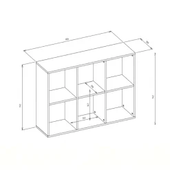 Libreria 90x60h cm 6 vani a giorno bianco Giove