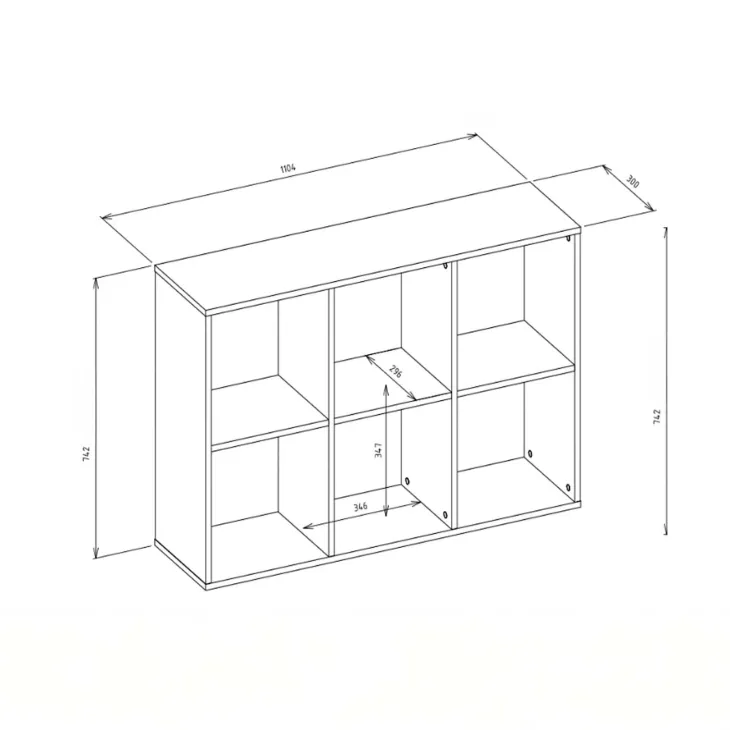 Libreria 90x60h cm 6 vani a giorno bianco Giove