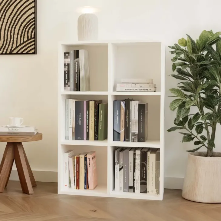Libreria 90x60h cm 6 vani a giorno bianco Giove