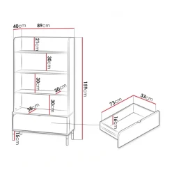 Libreria 89x159h cm 4 vani a vista 1 cassetto beige cashmere Rita