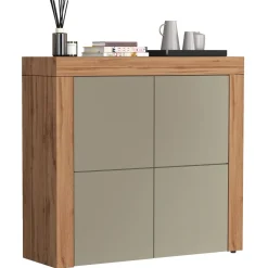 Madia alta moderna 140x130h cm tortora rovere Block