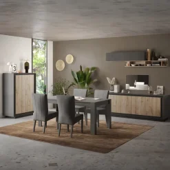 Madia alta 106x171h cm 2 ante antracite rovere chiaro Deluxe