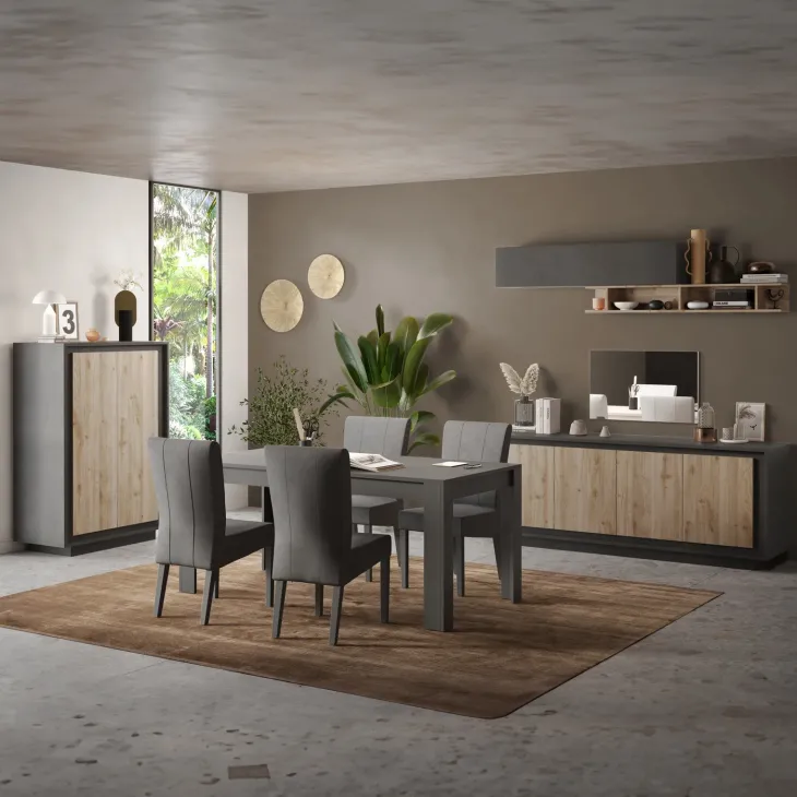 Madia alta 106x171h cm 2 ante antracite rovere chiaro Deluxe