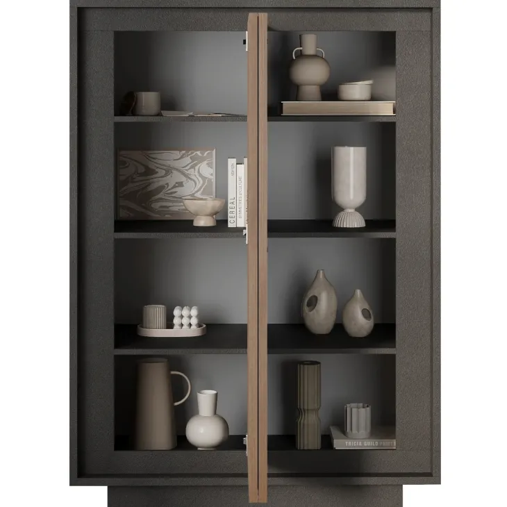 Madia alta 106x171h cm 2 ante antracite rovere scuro Deluxe