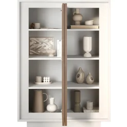 Madia alta 106x171h cm 2 ante bianco opaco rovere scuro Deluxe