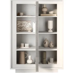 Madia alta 106x171h cm 2 ante bianco opaco grigio cemento Deluxe