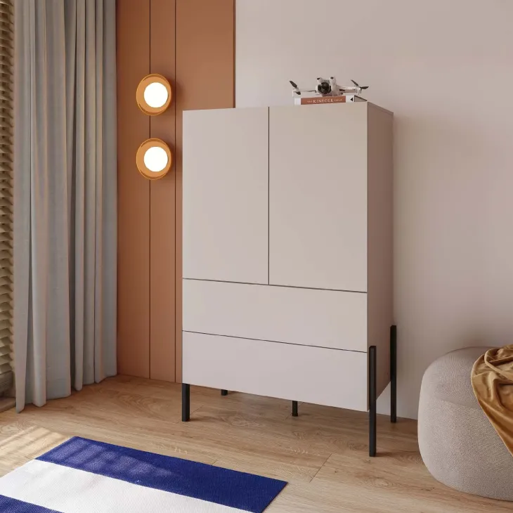 Madia alta 90x150h cm 2 ante 4 cassetti beige cashmere Simple