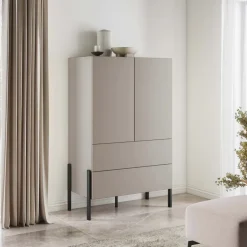 Madia alta 90x150h cm 2 ante 4 cassetti beige cashmere Simple