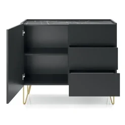 Madia moderna 97x83h cm 1 anta 3 cassetti moderna grafite frassinato effetto marmo Sirena