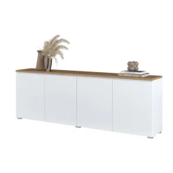 Madia moderna 200x68h cm 4 ante bianco rovere Ischia