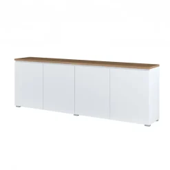 Madia moderna 200x68h cm 4 ante bianco rovere Ischia