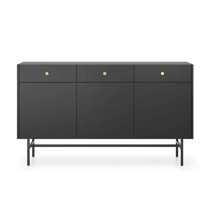 Madia moderna 155x90h cm 3 ante 3 cassetti nero Eterna