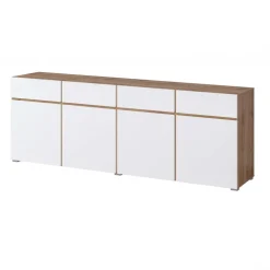 Madia moderna 225x78h cm 4 ante 4 cassetti bianco rovere Lolla