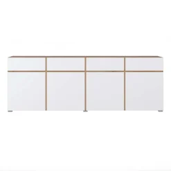 Madia moderna 225x78h cm 4 ante 4 cassetti bianco rovere Lolla