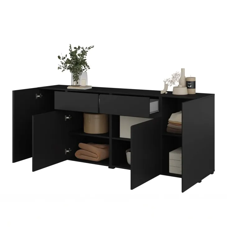 Madia moderna 195x78h cm 4 ante 2 cassetti nero Edge