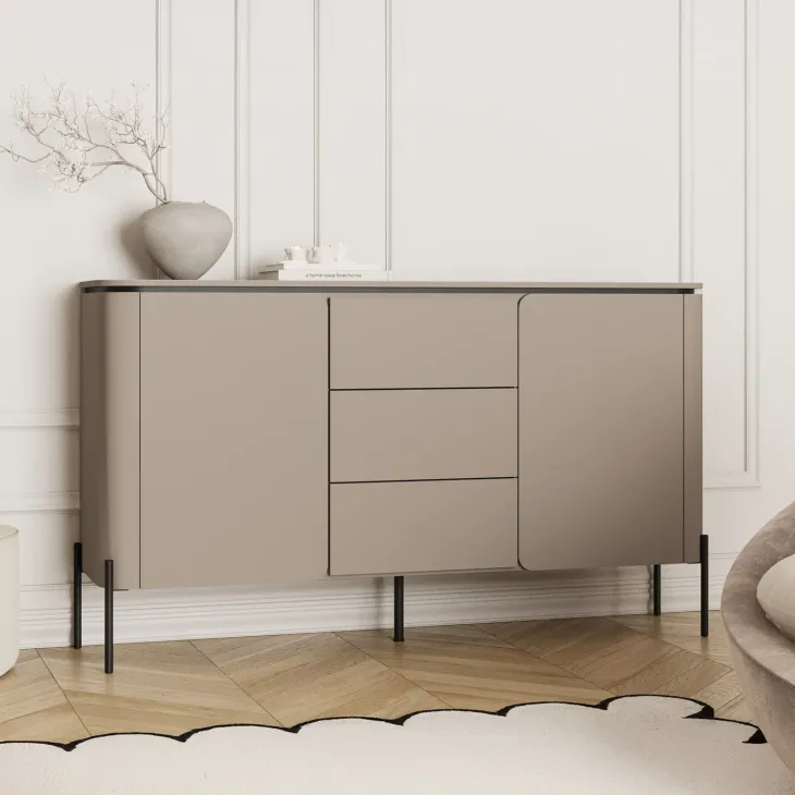 Madia moderna 163x95h cm 2 ante 3 cassetti tortora Carty
