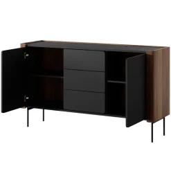 Madia moderna 142x83h cm 2 ante 3 cassetti noce nero Wrappy