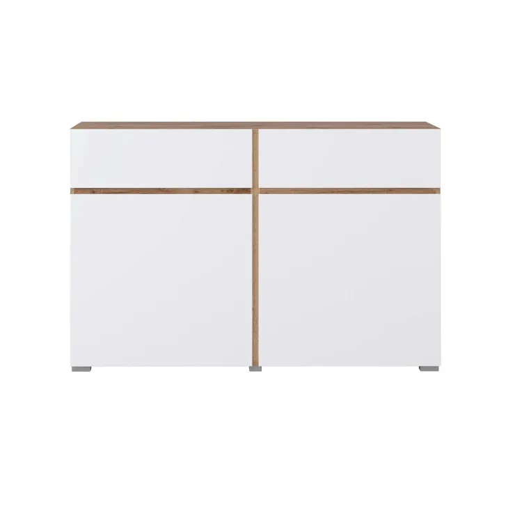 Madia moderna 120x78h cm 2 ante 2 cassetti bianco rovere Lolla