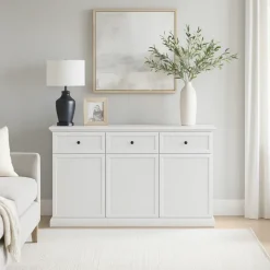 Madia moderna 146x86h cm 3 ante 3 cassetti shabby bianco Purro