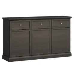 Madia moderna 146x86h cm 3 ante 3 cassetti shabby nero grafite Purro