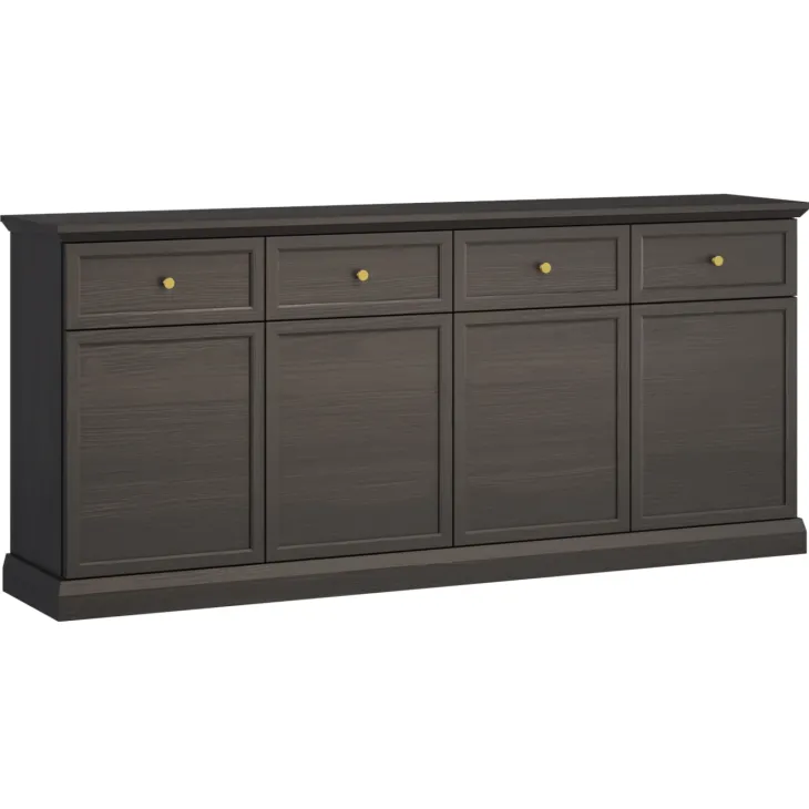 Madia moderna 193x86h cm 4 ante 4 cassetti shabby nero grafite Purro