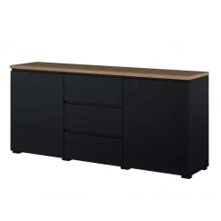 Madia moderna 150x68h cm 2 ante 3 cassetti nero rovere Ischia