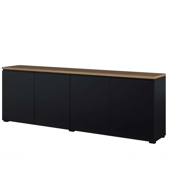 Madia moderna 200x68h cm 4 ante nero rovere Ischia
