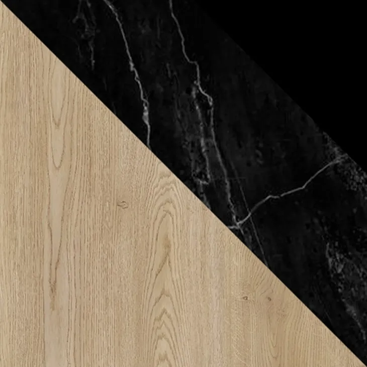 Madia moderna 139x75h cm 2 ante rovere effetto marmo nero Roundi