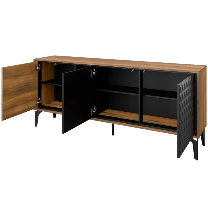 Madia moderna 190x80h cm 3 ante serigrafato rovere nero Duplo
