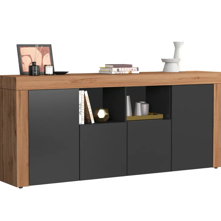Madia moderna 200x85h cm antracite rovere Block