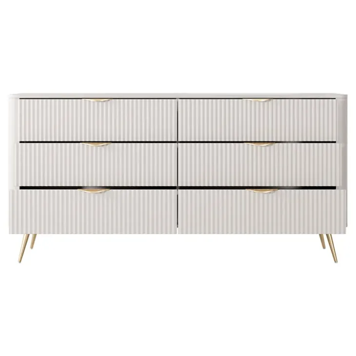 Madia moderna 163x81h cm 6 cassetti moderna beige cannettato Ramis