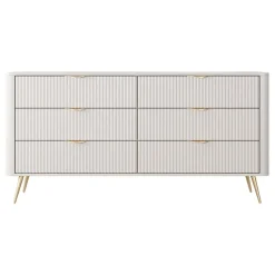 Madia moderna 163x81h cm 6 cassetti moderna beige cannettato Ramis