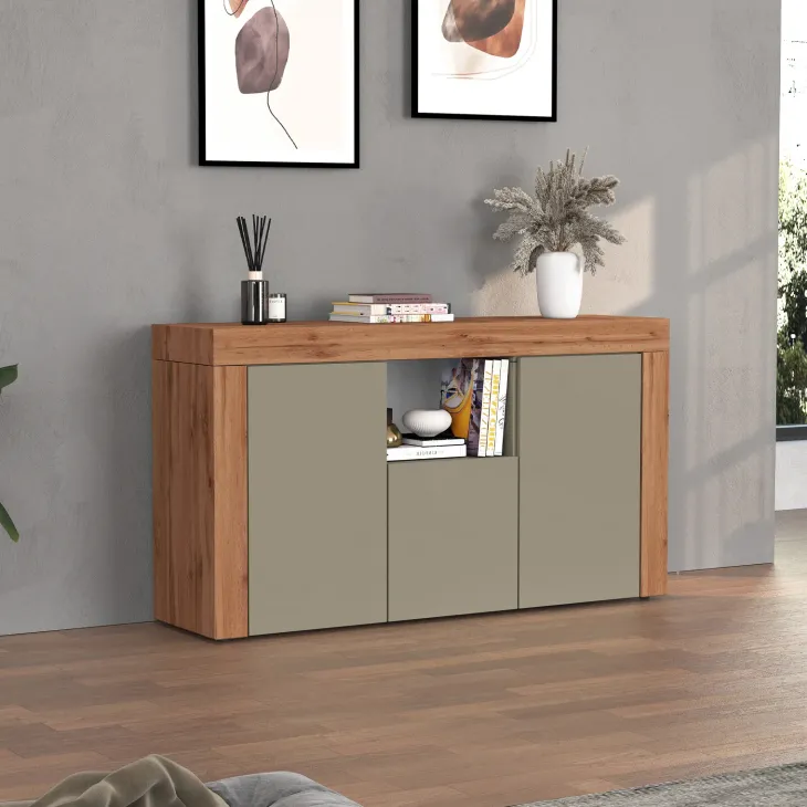 Madia moderna 155x85h cm tortora rovere Block
