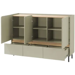 Madia soggiorno 150x105h cm 3 ante 3 cassetti verde rovere chiaro Linfa