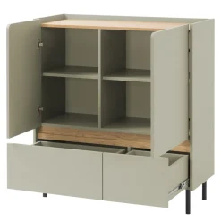Madia soggiorno 95x105h cm 2 ante 2 cassetti verde rovere chiaro Linfa