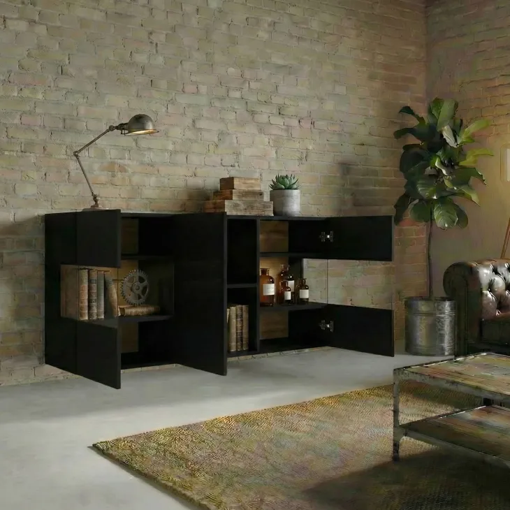 Madia sospesa 120x62h cm moderna nero rovere Fusion