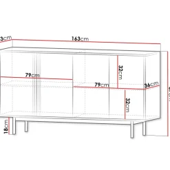 Madia 163x87 cm 4 ante antracite rovere Essenzia