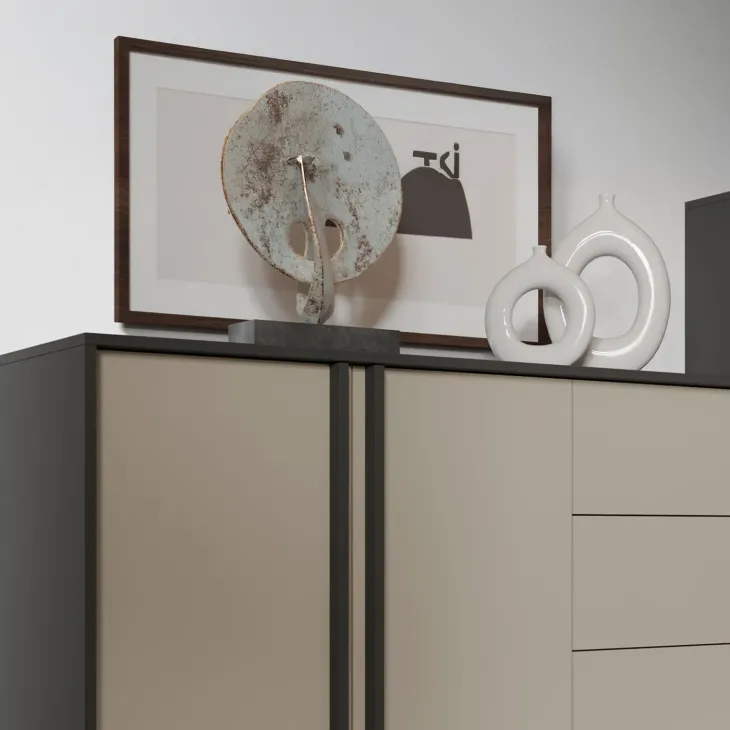 Madia 123x87 cm 2 ante 3 cassetti antracite beige Essenzia