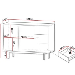 Madia 123x87 cm 2 ante 3 cassetti antracite rovere Essenzia