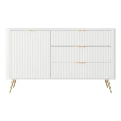 Madia 138x81h cm 1 anta 3 cassetti bianco opaco cannettato Ramis