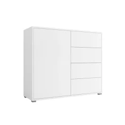 Madia 100x93h cm 1 anta 4 cassetti moderna bianco Eindhoven