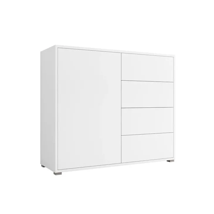 Madia 100x93h cm 1 anta 4 cassetti moderna bianco Eindhoven