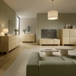 Madia 130x80h cm 1 anta 3 cassetti soggiorno rovere chiaro Mellow